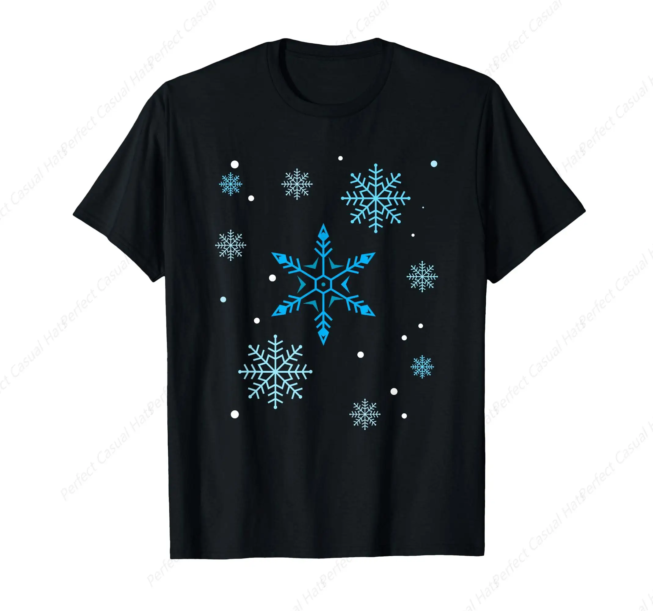 Funny Snowflakes Ski And Snowboard Outfit T-Shirt Leisure Drop Pure Cotton Loose Couple Tee