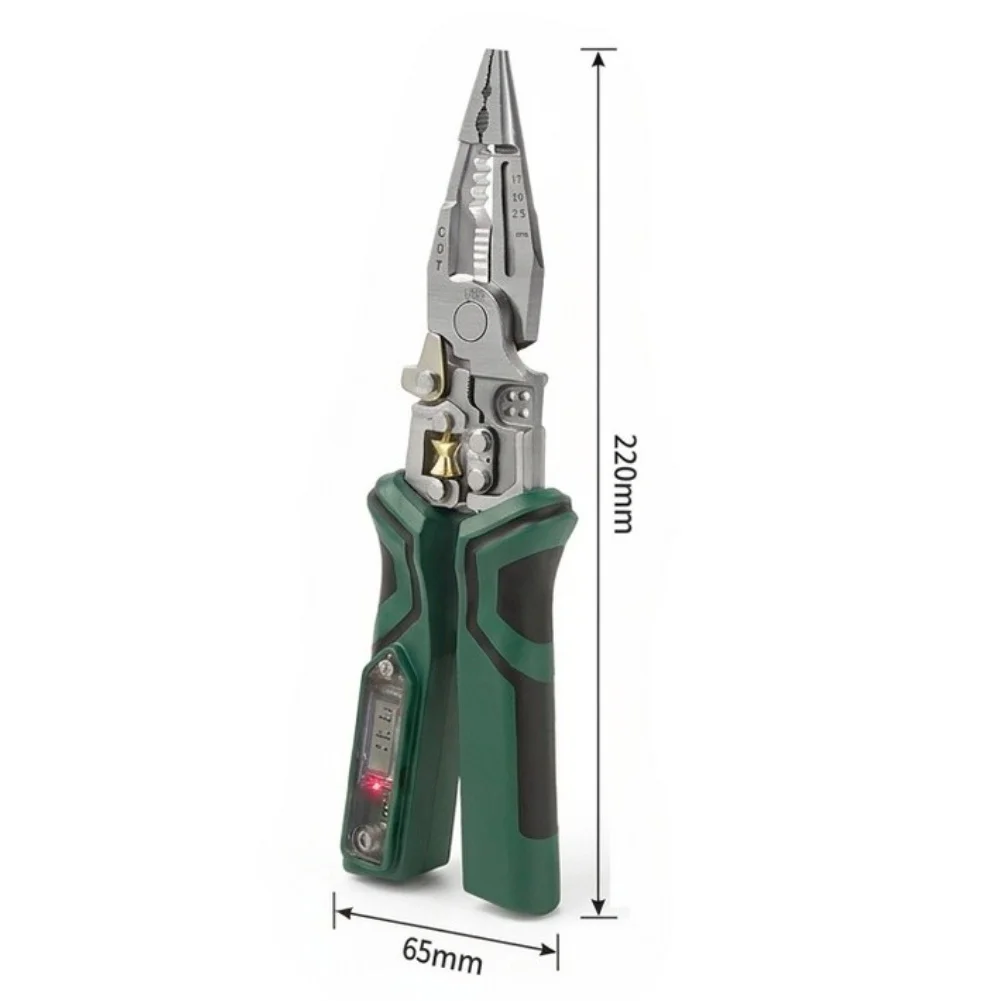 Multifunctional Cable Pliers With Digital Voltage Tester For 1.5 To 2.5mm Wire Peeling Cutting And Terminal Crimping