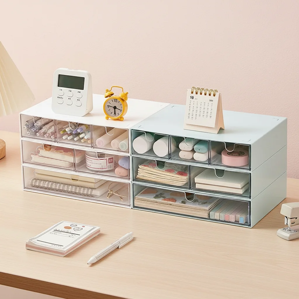 

3 Layer Desktop Organizer Drawer Storage Box Jewelry Box Organizer Transparent Clutter-Free Arrangement Container