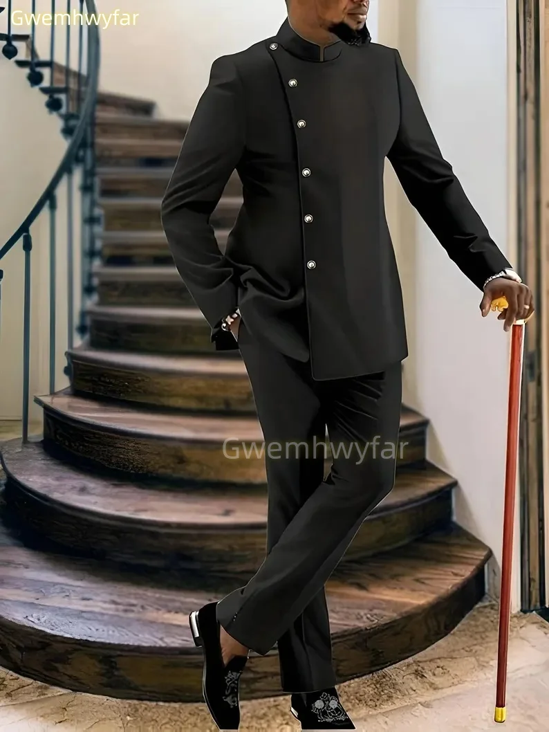 

Gwenhwyfar Formal Office Groom Prom Jacket Business Coat Men Suits Set 2 Piece Blazer+Pants Trousers Wedding Tuxedo