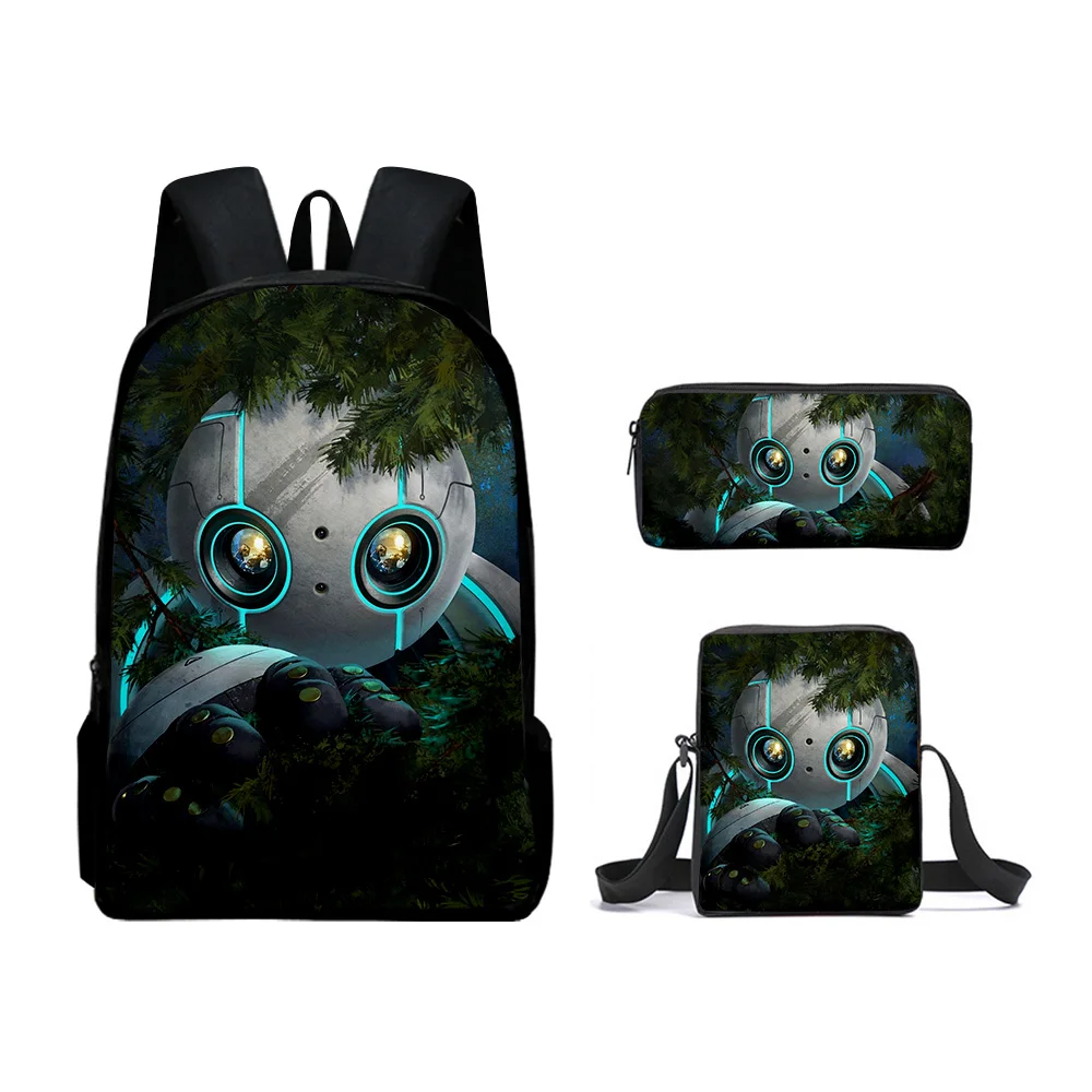 Hip Hop novedad juvenil The Wild Robot impresión 3D 3 unids/set bolsas de viaje para estudiantes mochila para ordenador portátil bolso de hombro estuche para lápices