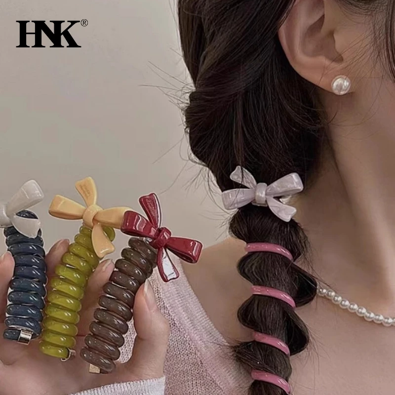 Spring And Summer Bow Telephone Wire Hair Tie For Girls Woman Hair Band Hair Accessories Girls High Horsetail Head Rope