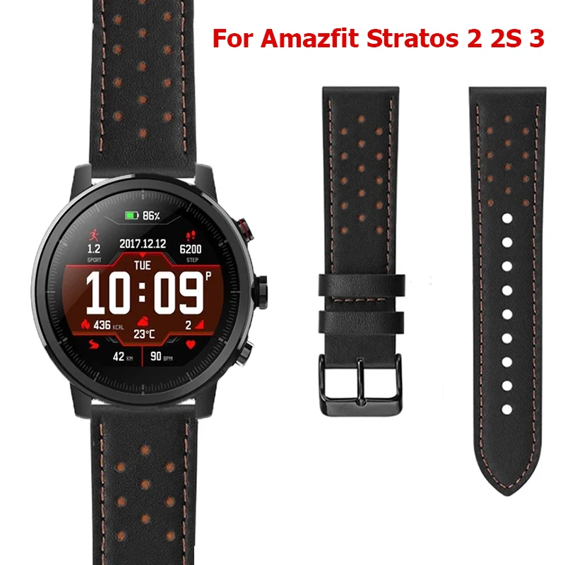 Oryginalne skórzane paski do zegarków dla Amazfit Stratos 2 2S 3 bransoletka z paskiem dla Huami Amazfit Pace Watchband wymienny pasek Correa