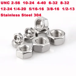 50PCS UNC 2-56 10-24 4-40 6-32 8-32 12-24 1/4-20 5/16-16 3/8-16 1/2-13 Stainless Steel UK US Coarse Thread Hex Hexagon Screw Nut