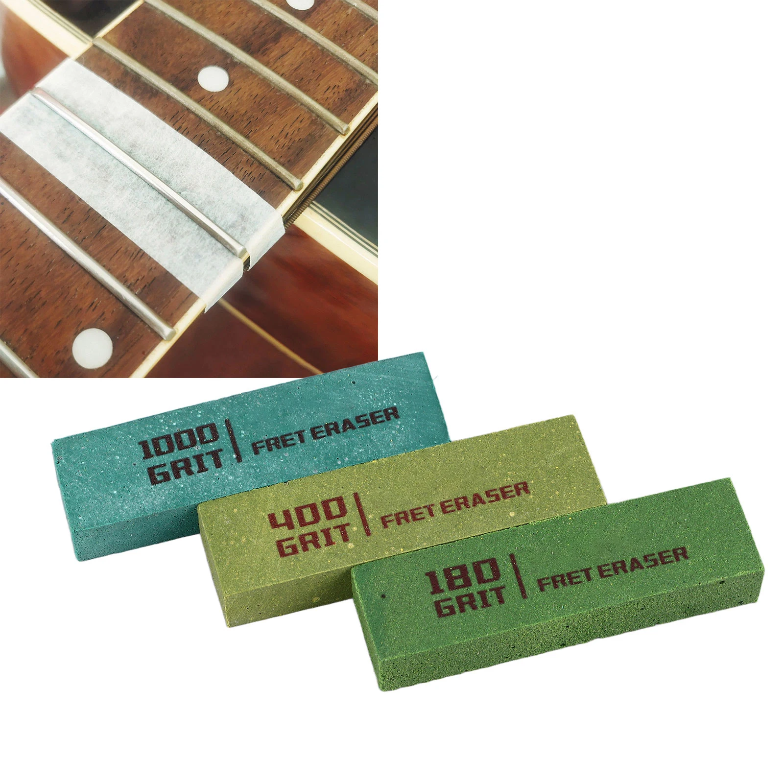 3PCS Guitar Fret Erasers Fret String Polishing Abrasive Rubber Blocks Guitar Rust Removal Cleaning Tool Kit