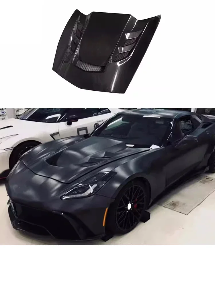 Carbon fiber Engine cover for Chevrolet Corvette C7 modified Bonnet Hood scoop body kit Surround Car Accessories