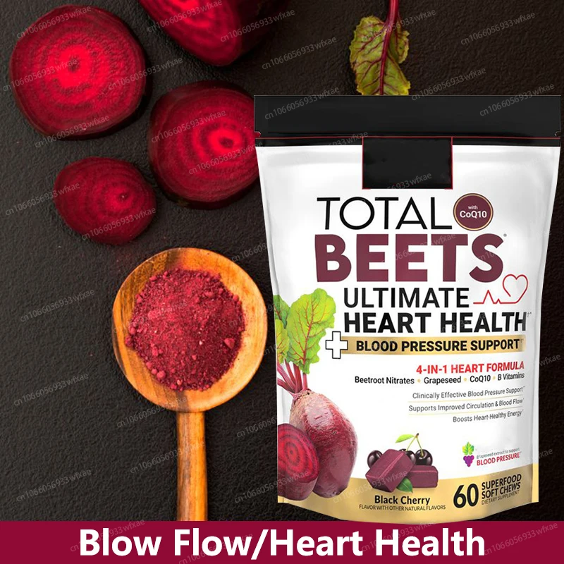 

Beets Ultimate Heart Health Chews for Blood Pressure Support, with Beetroot Powder, CoQ10, B Vitamins for Blood Flow & Energy