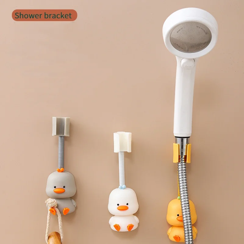 2PCS Shower Bracket Shower Stand No Punching 360 Degree Adjustable Bathroom Nozzle Fixed Base Animal Cartoon Shower Storage Rack