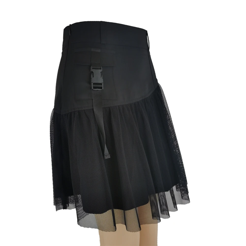 Punk Skirt Vintage Dark pocket Female Style Ladies Harajuku mesh Summer Streetwear Black Sexy High Waist A-Line Party