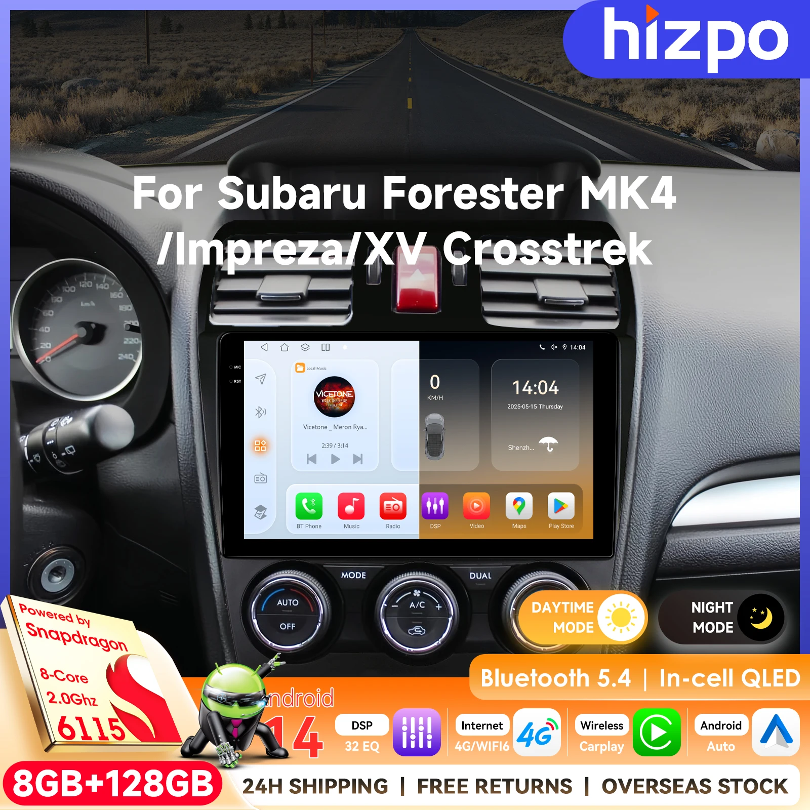 

Автомобильный мультимедийный плеер Hizpo 9 дюймов для Subaru Forester MK4 Impreza XV Crosstrek, 2DIN автомагнитола с навигацией, RDS, WIFI, ADAS, GPS, 4G