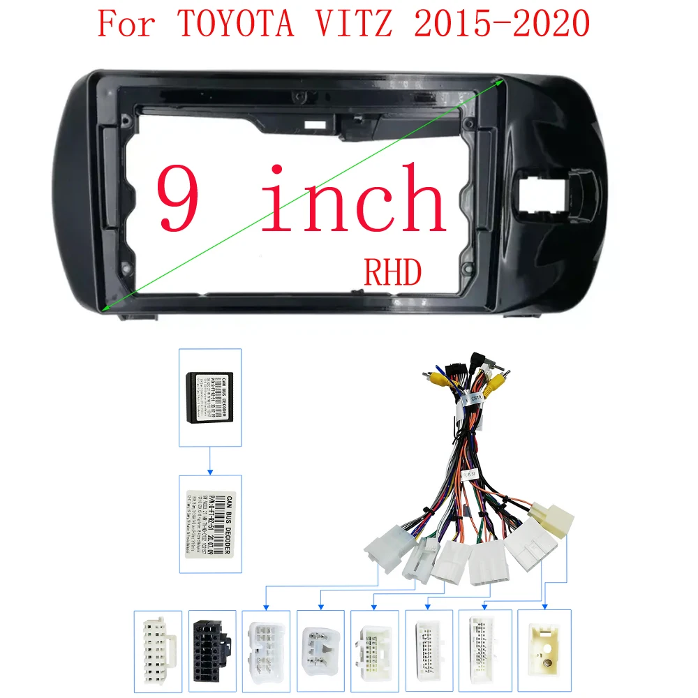 

9 Inch Car Frame Fascia Adapter Android Radio Audio Dash Fitting Panel Kit For Toyota Vitz 3 XP130 Yaris 2015-2020