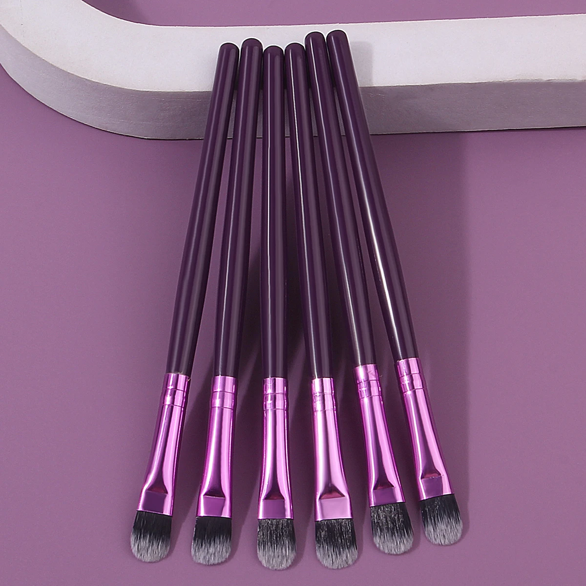 6PCS soft wooden handle makeup brushes, suitable for eyeshadow, eyebrow concealer and facial brushes, portable beauty tools