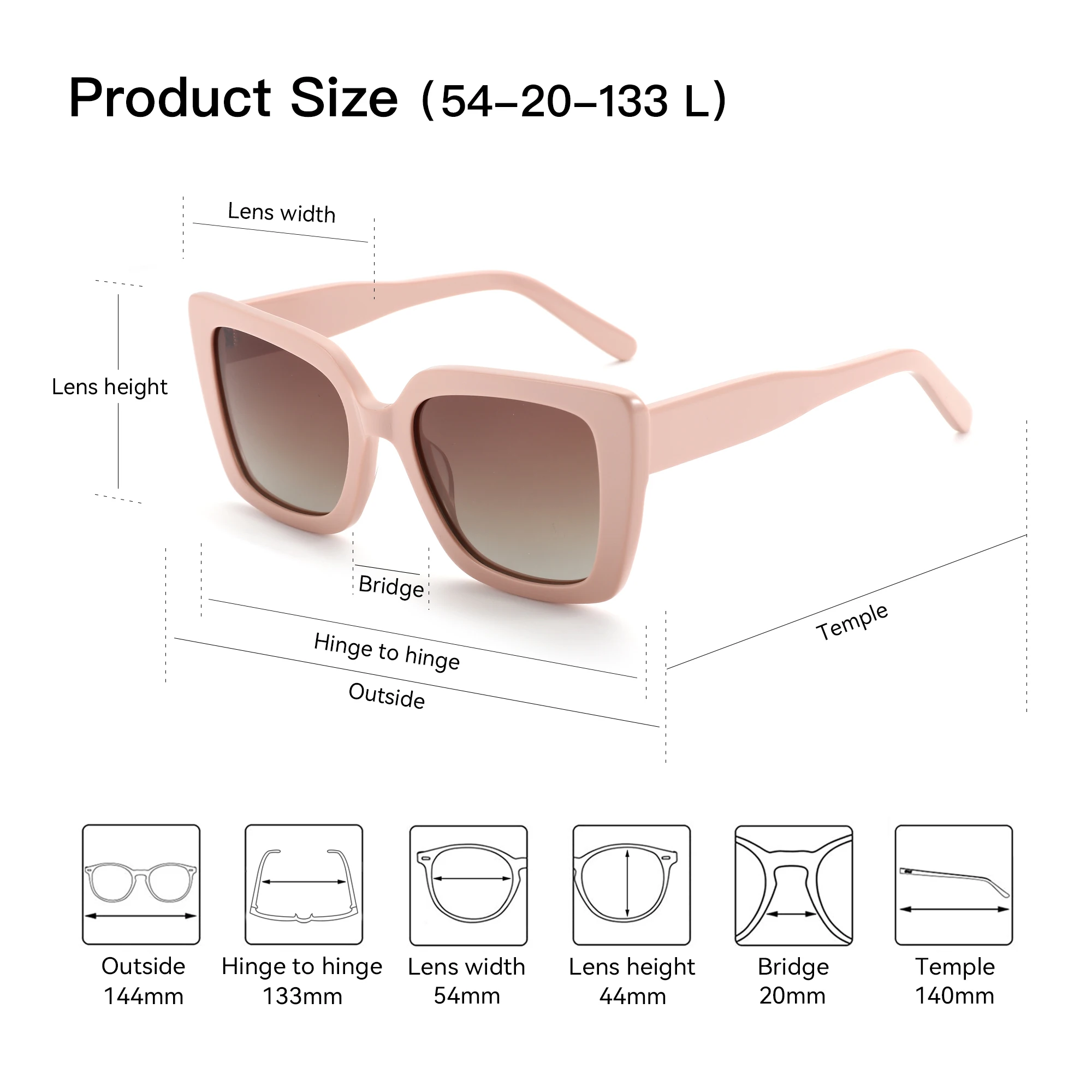 ZENOTTIC 2025 Occhiali da sole polarizzati quadrati Donna Montatura spessa Protezione UV400 Occhiali da sole in acetato per regalo per lo shopping da donna