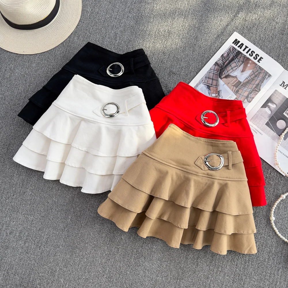 

2024 Summer New Girls Fashion Ruffles Mini Short Skirt Sexy High-waisted Ruffled Pleated Short Skirt For Office Work Club Skirts