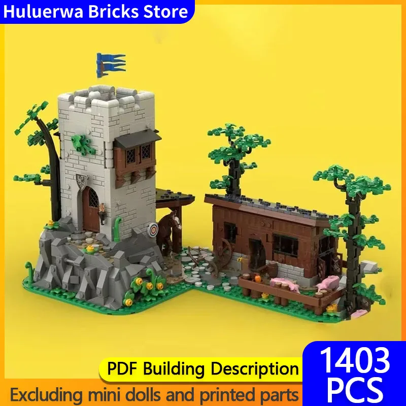 Medieval Castle Model MOC Building Bricks Military Watchtower Modular Technology Gifts Holiday Assemble Children Toys Suit