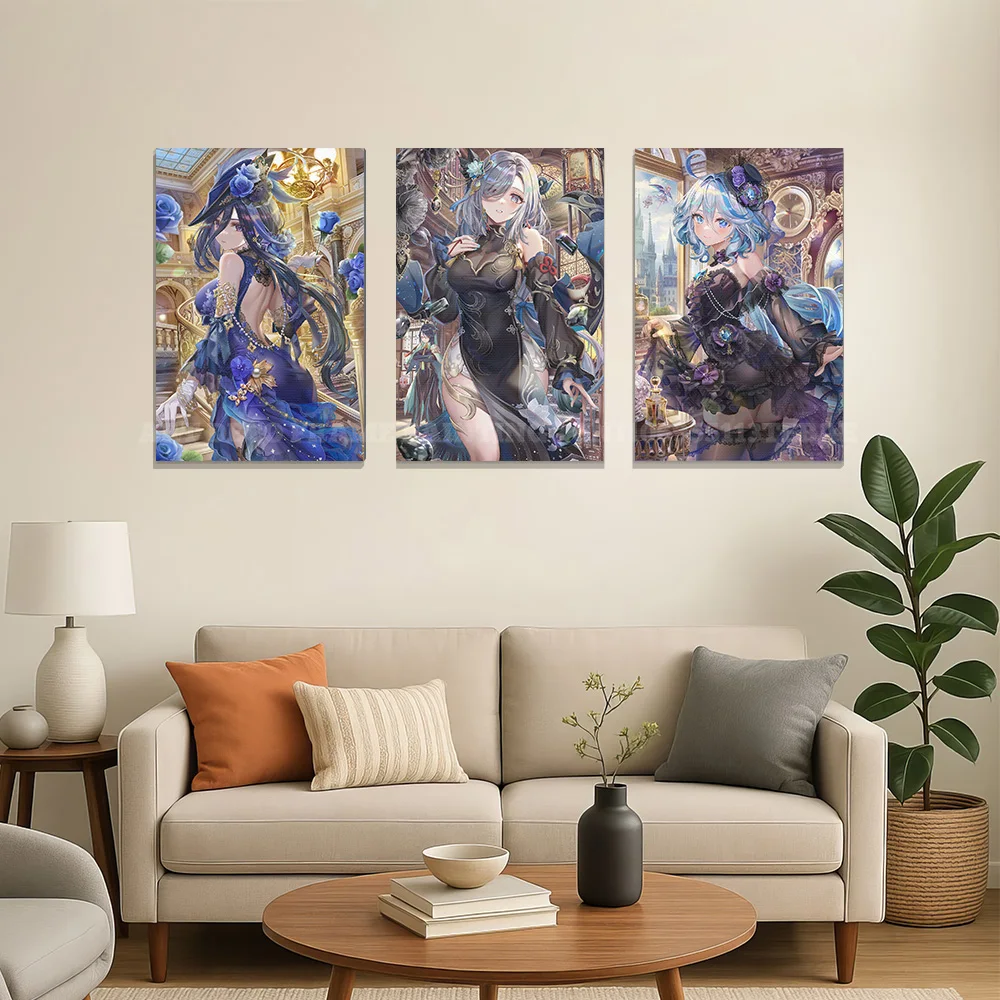 Game Wall Art Canvas Paintings Pictures Prints Anime Role Poster Home Decoration For Living Room With Framework Genshin Impact