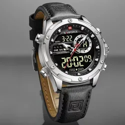 Orologio NAVIFORCE per uomo Dual Display Luxury Brand casual sport cronografo sveglia cinturino in pelle impermeabile orologio da uomo Reloj