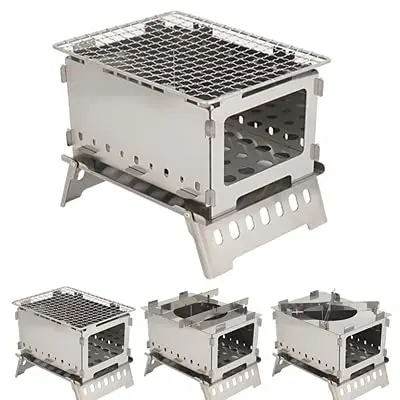 

Outdoor Picnic Portable Folding Stove Camping Equipment Stainless Steel Incinerator Grill Mini BBQ Charcoal Stove Barbecue Grill