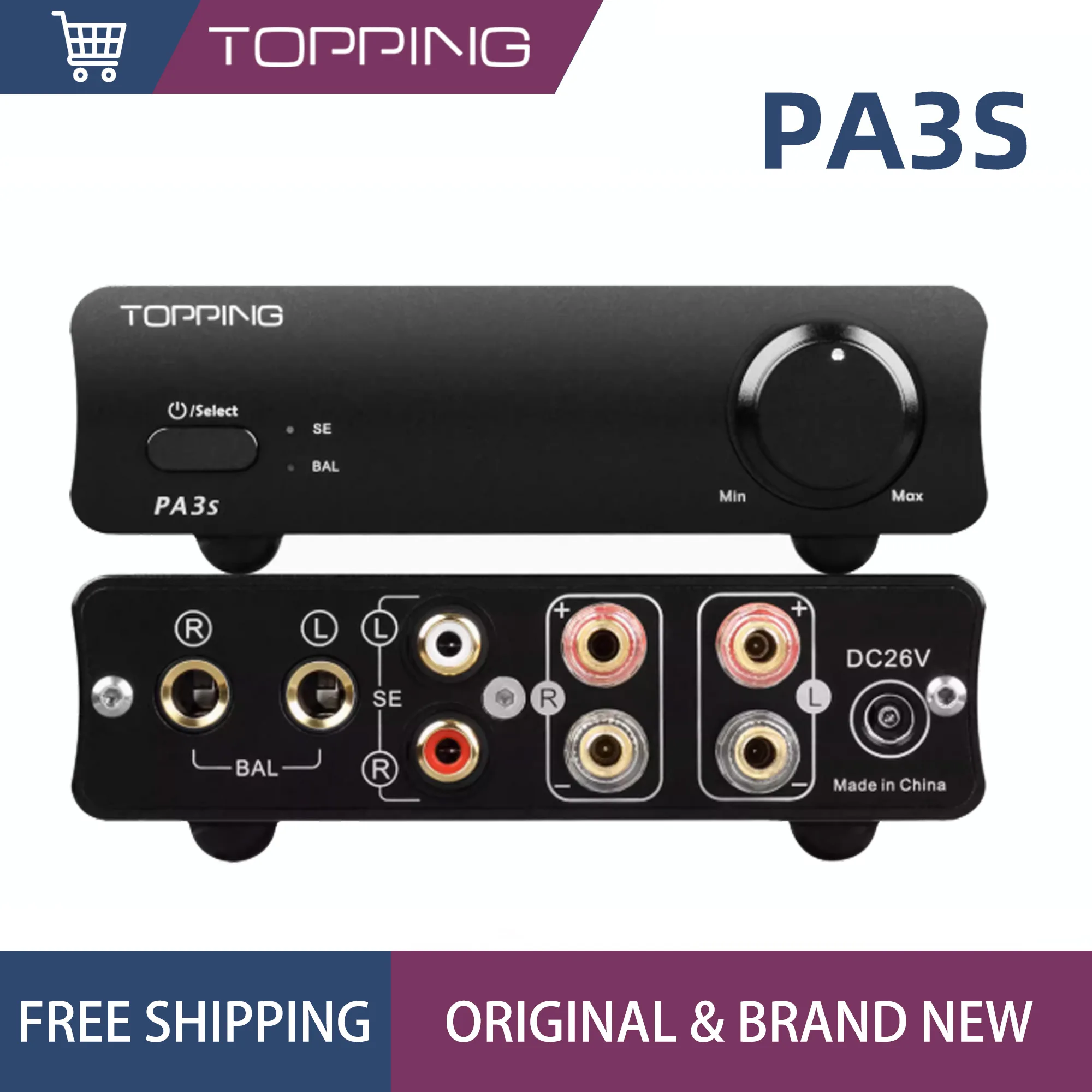 

TOPPING PA3S Усилитель мощности 80 Вт*2 65 Вт*2 2xMA12070 Полностью балансный усилитель класса D