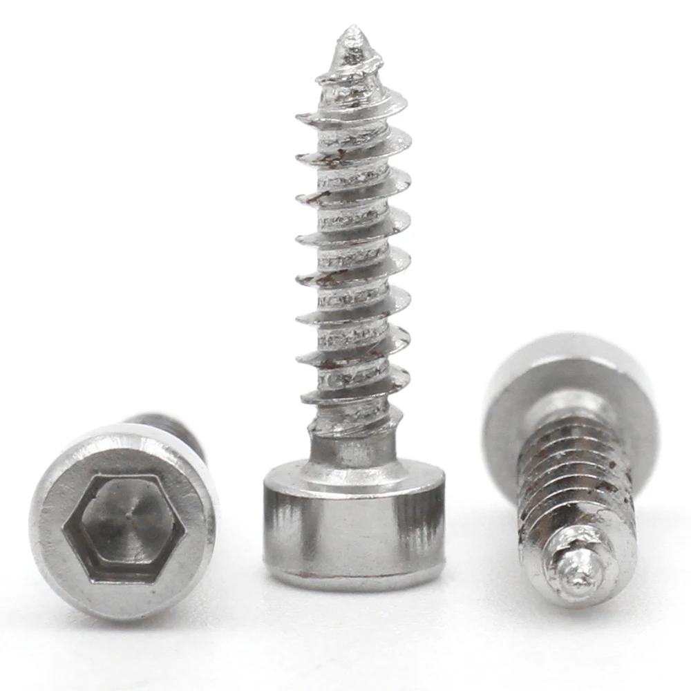 20-200 pces 304 parafuso sextavado de aço inoxidável m1.7 m2 m2.6 m3 m3.5 m4 m5 cabeça sextavada parafuso auto-roscante parafusos de cabeça allen