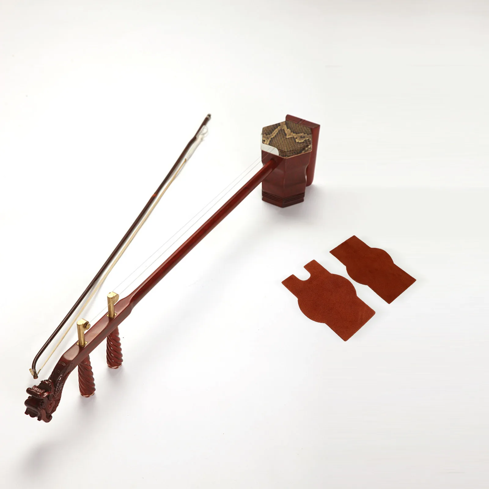 

2 Pcs Non-slip Mat Gift for Erhu Players Musical Instrument Accessories Skid Pad Practical Cowhide Nonslip