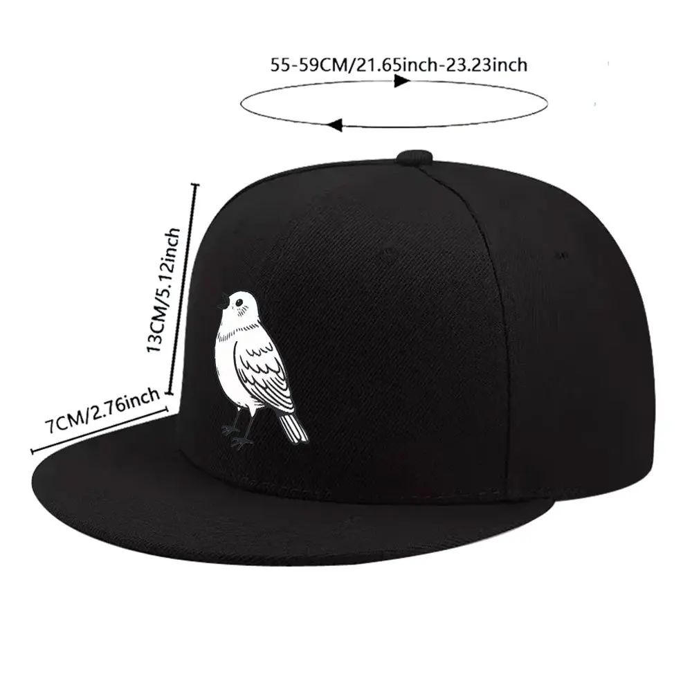 Unisex Adjustable Snapback Baseball Cap with Bird Pattern - Lightweight Flat-Brim Hat Suitable for Parties