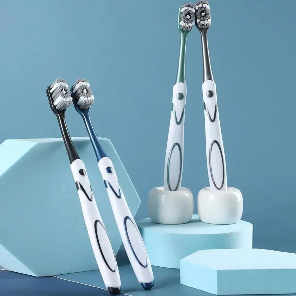 6PCS  Super Hard Bristles Toothbrush for Dental Oral Care - Cross Remove Tongue Plaque Bacteria Stains Whitening Toothbrush
