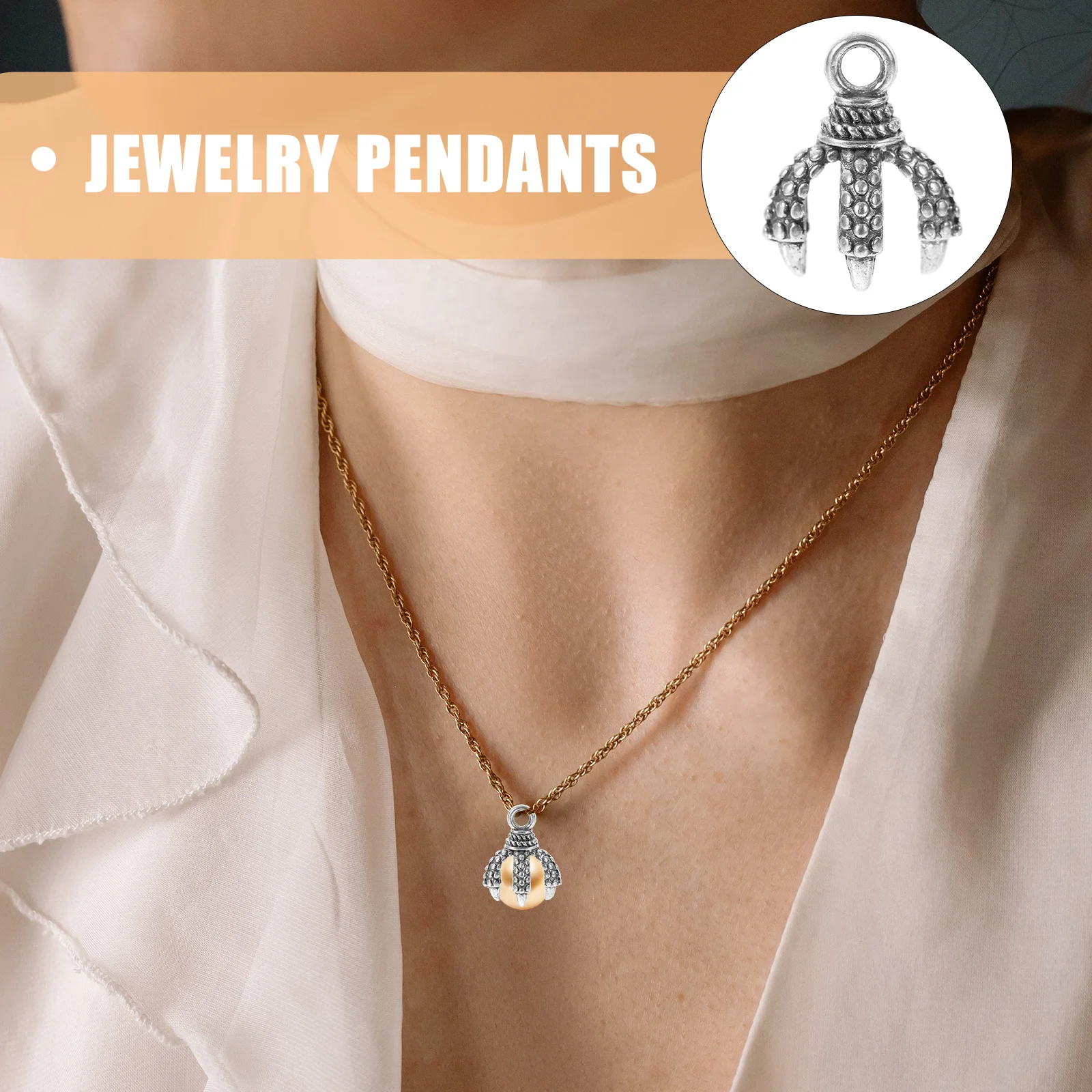 

50Pcs Pearl Inlay Dragon Claw Charms Alloy Vintage Pendants for DIY Jewelry Making Accessories Necklace Bracelet