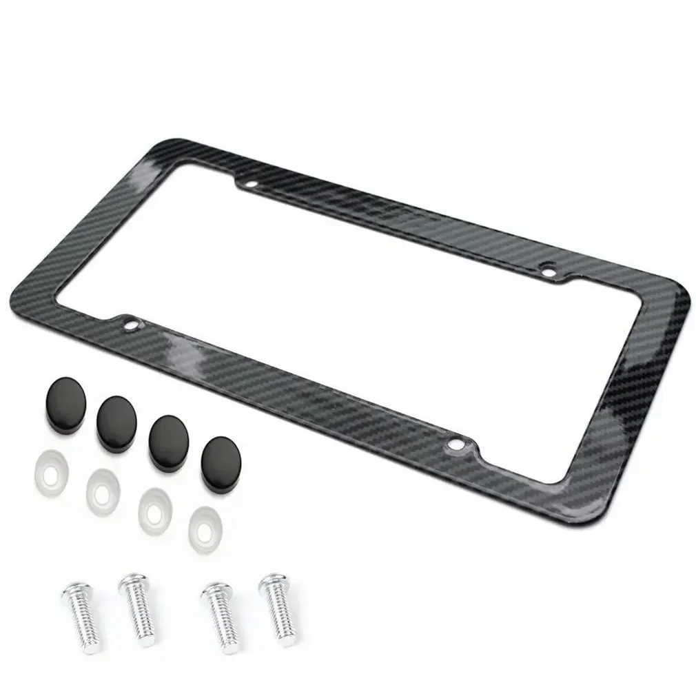 NEW Universal 30*15CM 1/2pcs License Plate Frame Carbon pattern Plastic License Plate Frame Bracket with Standard Screw Kits