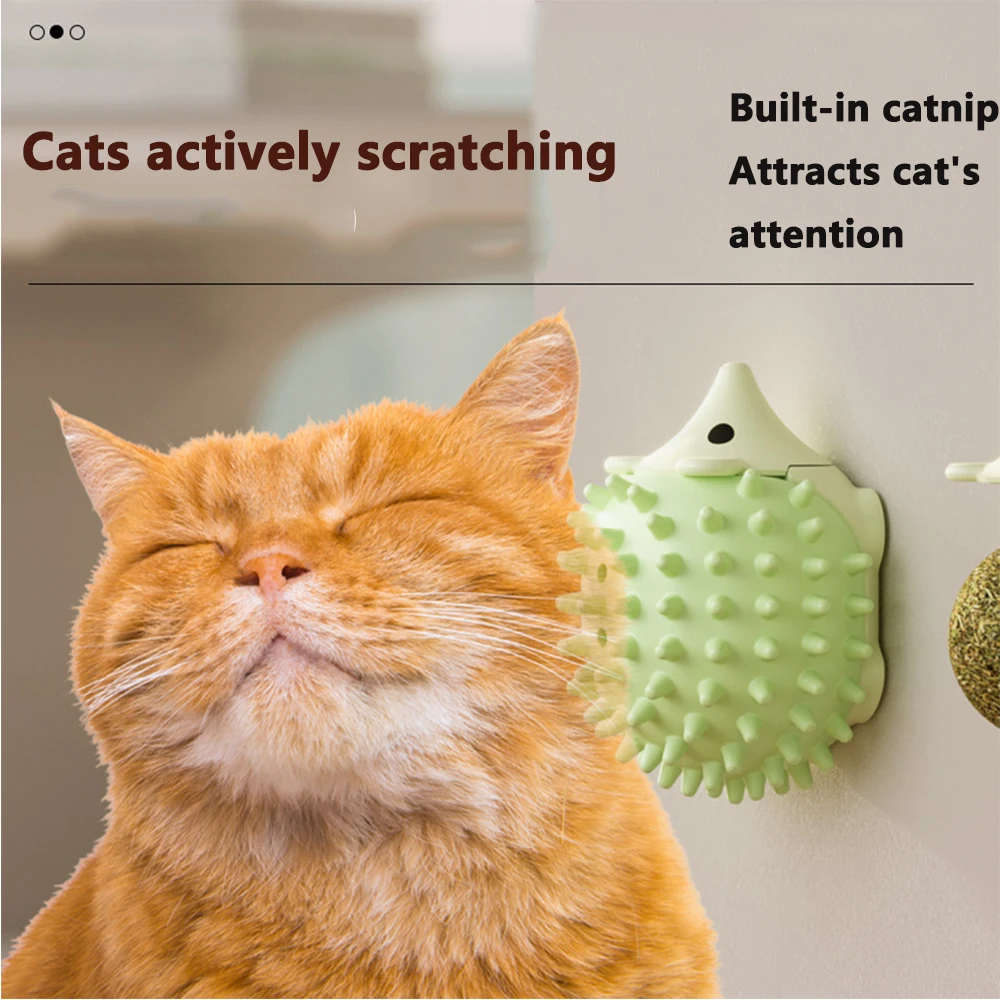 

PARKER Catnip ball toys Multi-functional stick to the wall toys Hedgehog scratching cat self-entertainment toys Pet supplies
