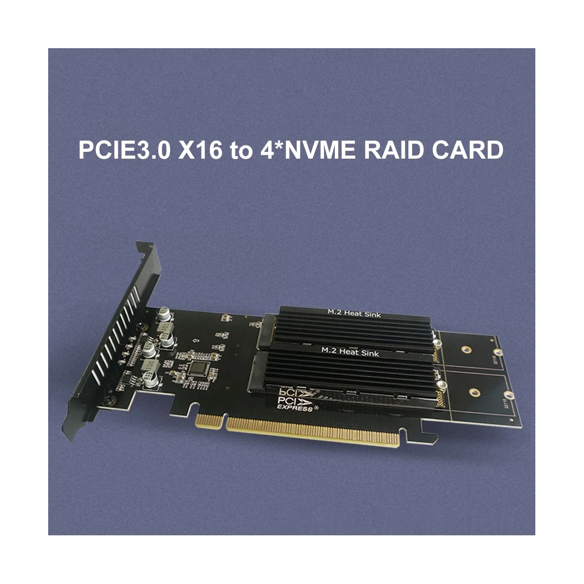 PCIe To M2 Adapter Card, PCIE X16 4 Port M2 NVME M Key SSD Add on Card PCI Express Expansion Card with Heatsink