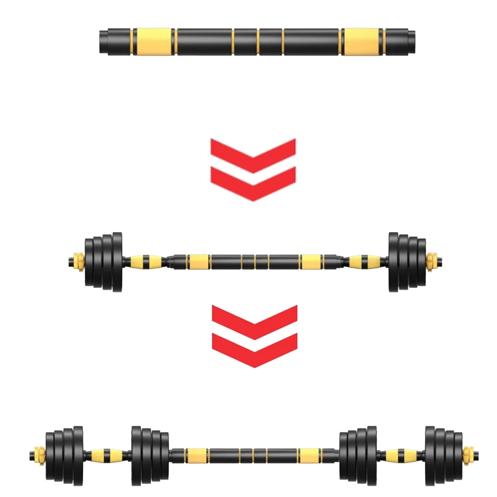 Barbell Connector Dumbbell Extension Bar Handle Screw Thread Dumbbell Bar With Spinlock Fixed Collars