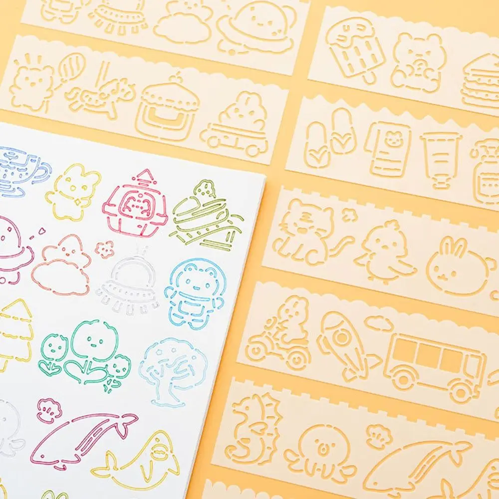 4 ピース/セットコピー用ステンシル中空描画テンプレートテンプレート定規 DIY クラフト DIY パターンレイヤリングステンシルエンボス塗装