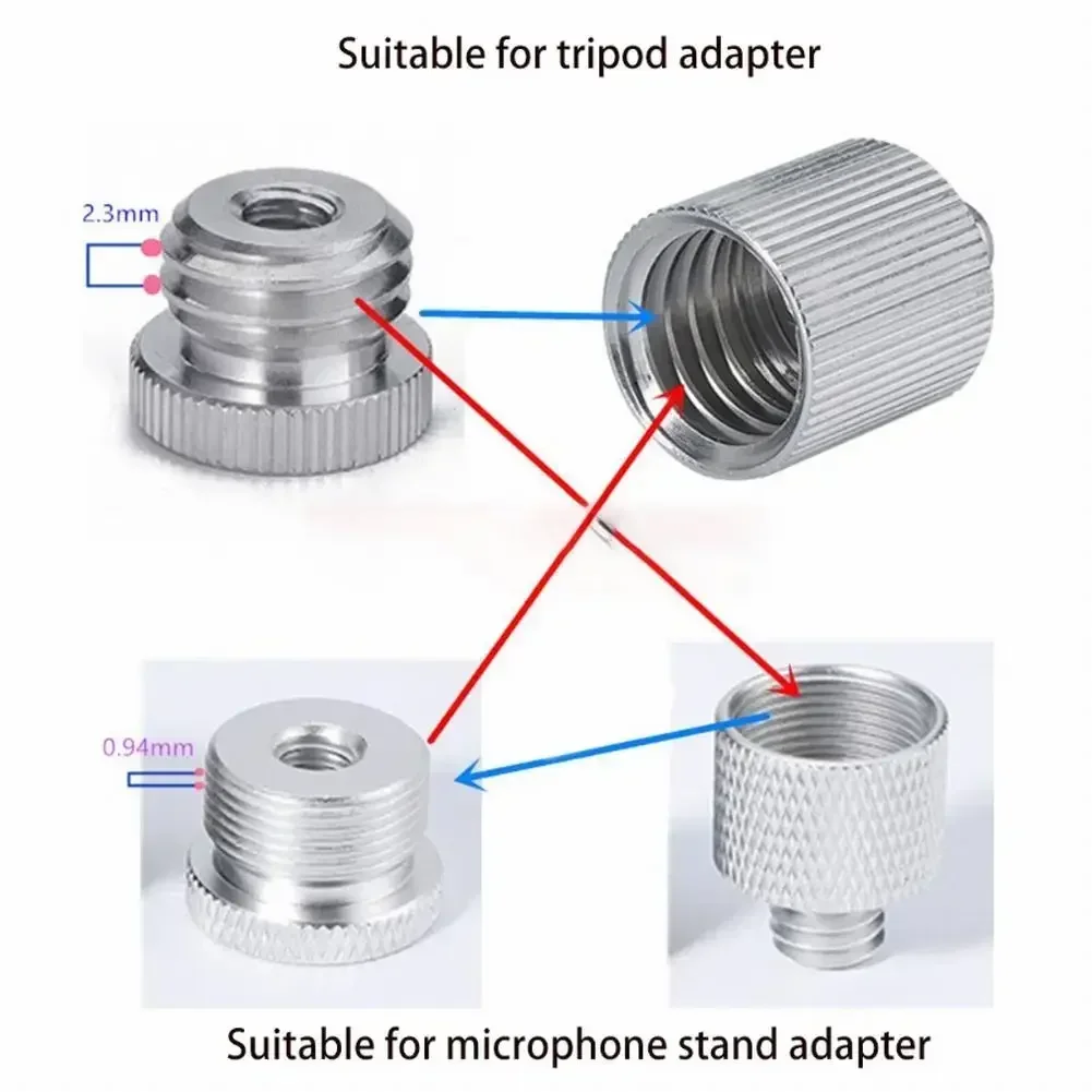 5/8inch Male To 1/4inch Female Silver Aluminum Alloy Level Tripod Thread Adapter Equipment Accessories Layout Tools