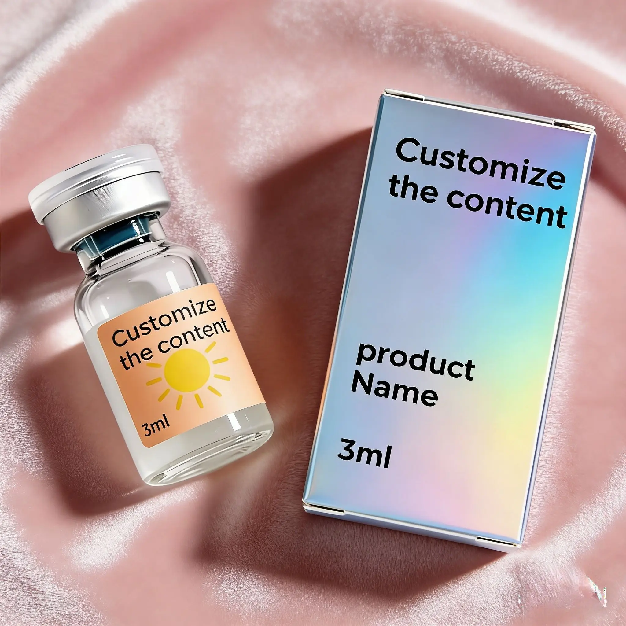 Maßgefertigte Premium-Kratzfeste Vinyl-Aufkleber und Verpackungsboxen für Peptid-Laborfläschchen 3ml 5ml 10ml