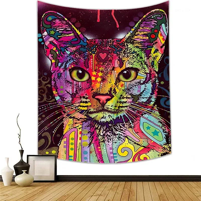 

Tapestry Wall Hanging Cat Dog Scenic Printed Background Cloth Colorful Rectangle Tapestry for Home Dorm Room Decor