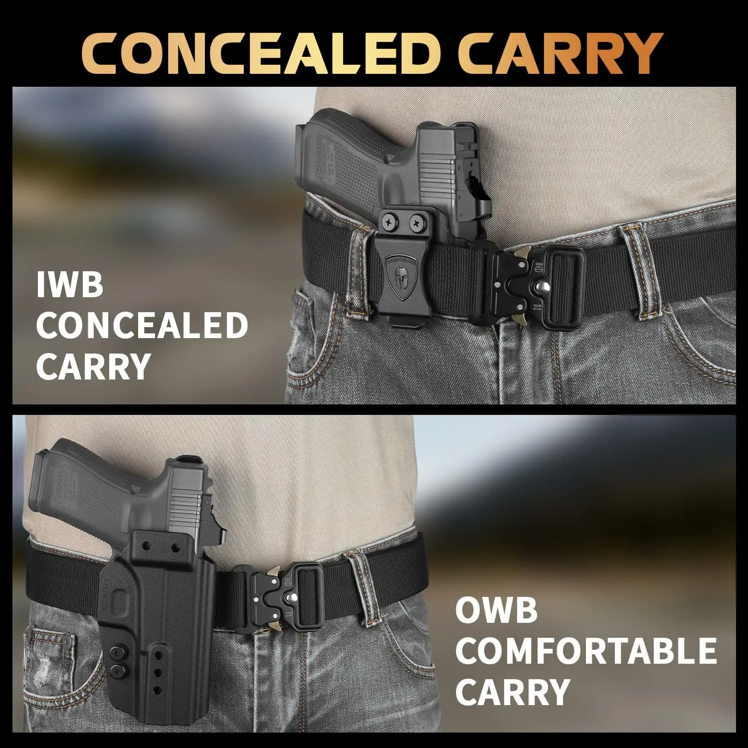 Only for Glock 17/19 /34 Gen 3-6 / G32 Gen 3-4 & G19X/44/45,MOS/V Versions,IWB,OWB Convertible Holster,Claw,Right Hand