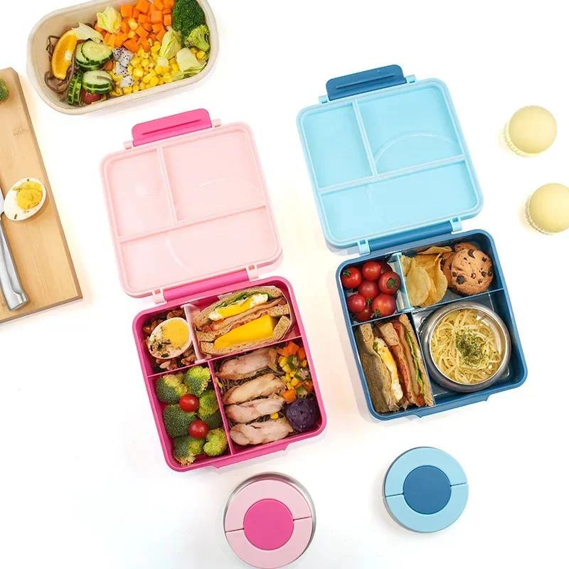 New Microwaveable Heating Compartment, Bento Box Stainless Steel Bowl Lunch Box Plastic Dinner Plate Children\'s Lunch Box