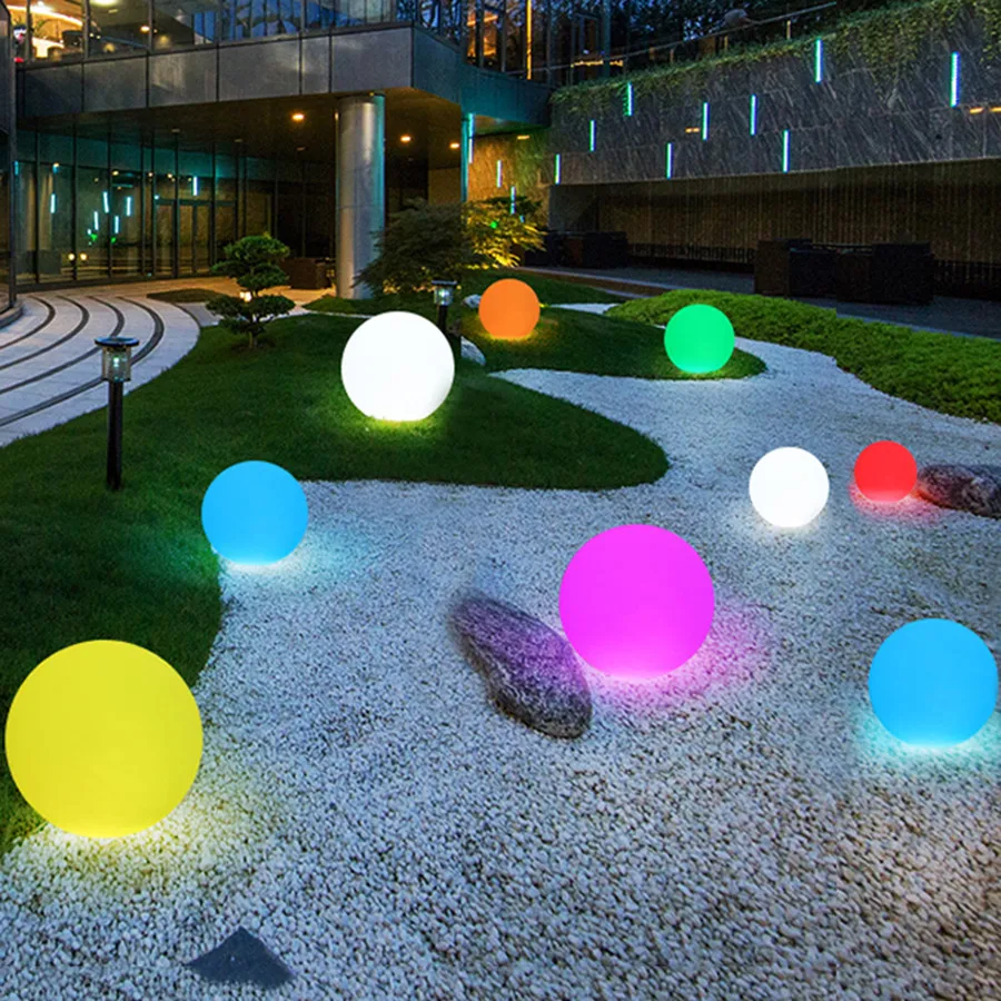 25CM 30CM Solar Globe Ball Light With Remote Color Changing Waterproof Solar Garden Pathway Light Backyard Patio Landscape Lamp