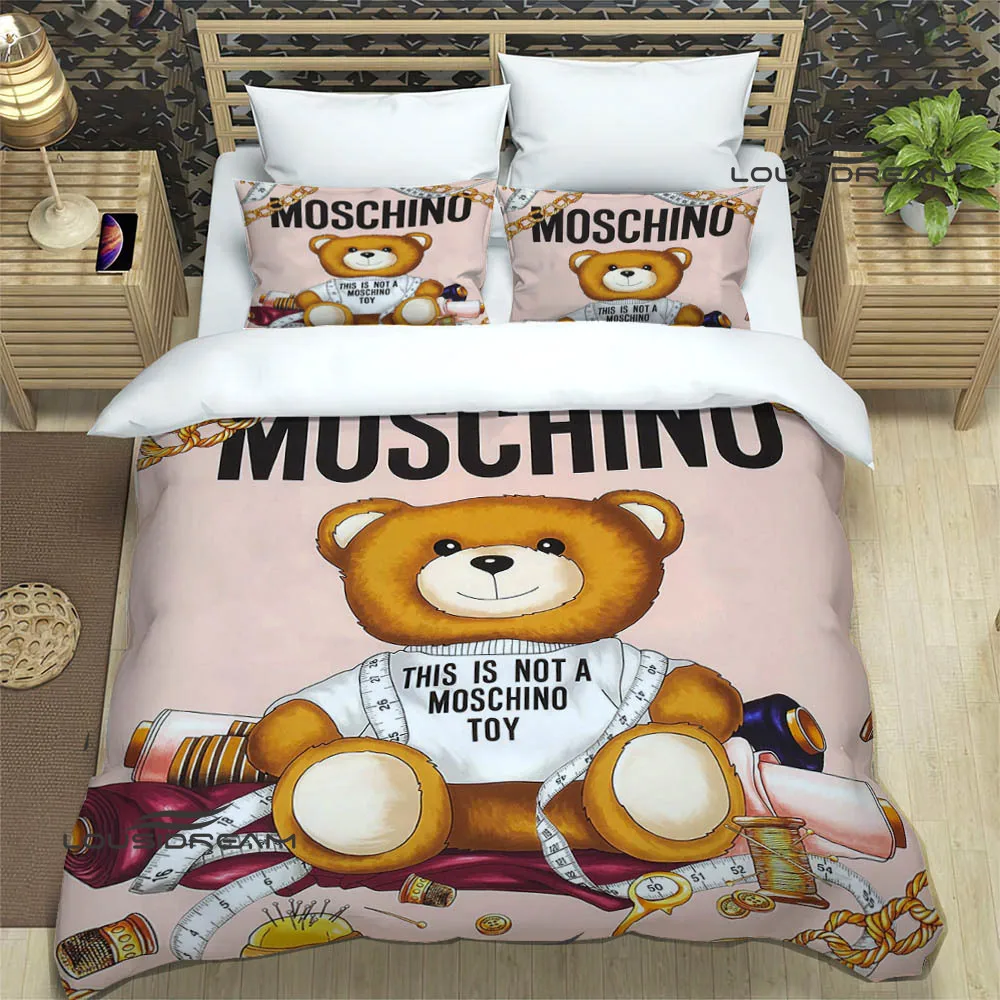 3D M-Moschinos logo Print Bedding Sets exquisite bed supplies set duvet cover bed comforter set bedding set luxury birthday gift