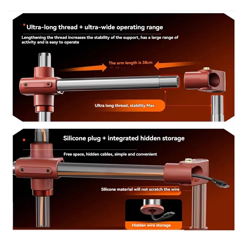 Y51A Microscopio-Dragón-Arm-Soporte-Metal-Universal-Telescópico-Plegado-360 ° -Herramientas de soporte de mantenimiento-inspección-de elevación fija-A