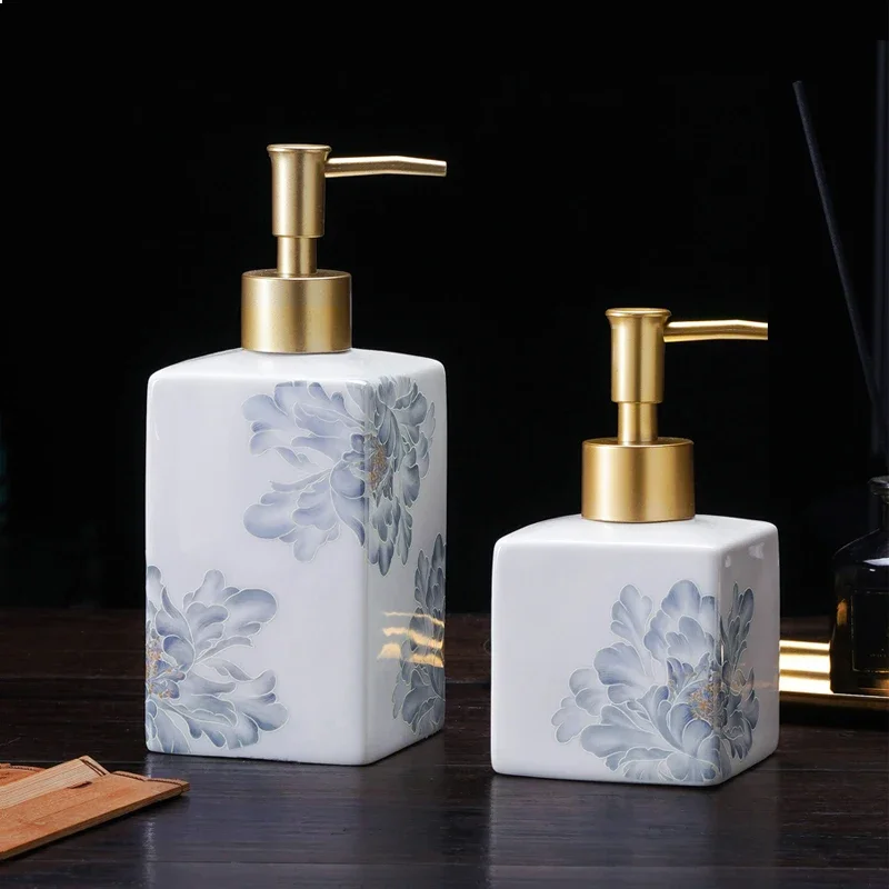 New Chinese ceramic press bottle lotion bottle shampoo bath gel sub bottle soap dispenser bathroom accessories shampoo dispenser