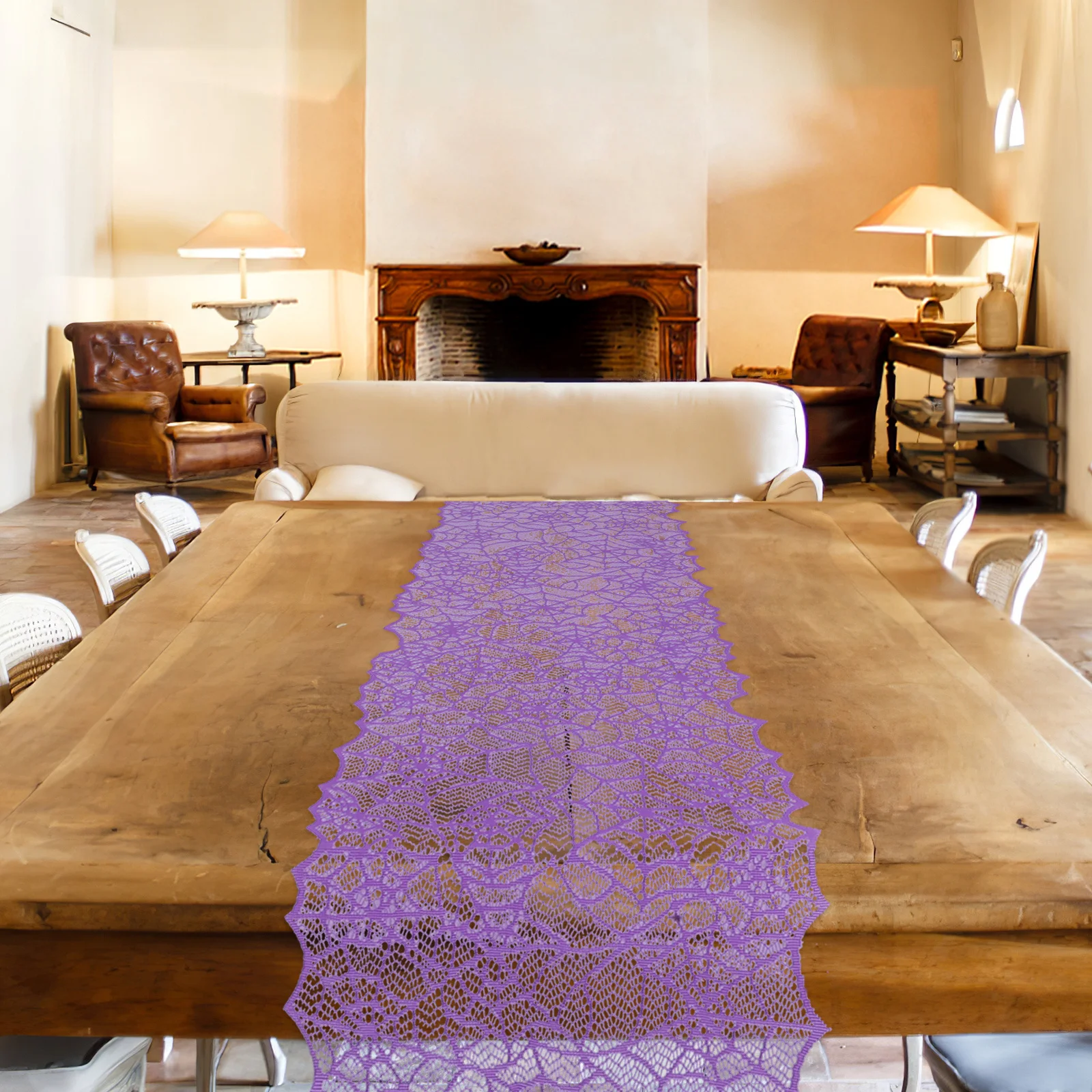 

Large Halloween Spider Web Lace Tablecloth Knitted Lace Table Cover Protect Table for Dining Room Buffet Picnic Halloween