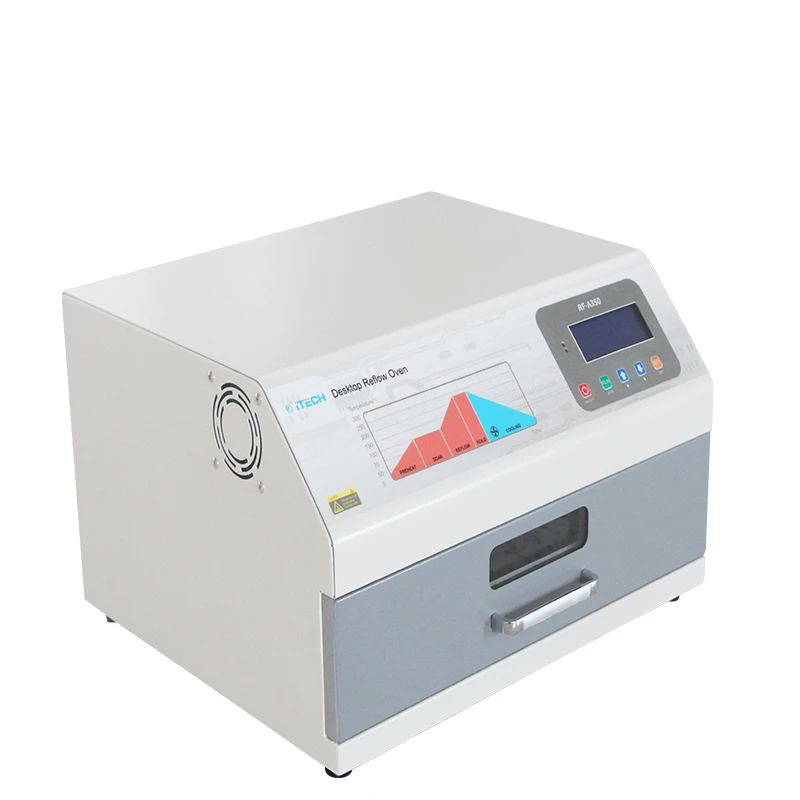 

RF-A350 350*300MM Drawer Type Hot Air Reflow Oven, Desktop Lead-Free Reflow Soldering Machine for PCB SMT Assembly