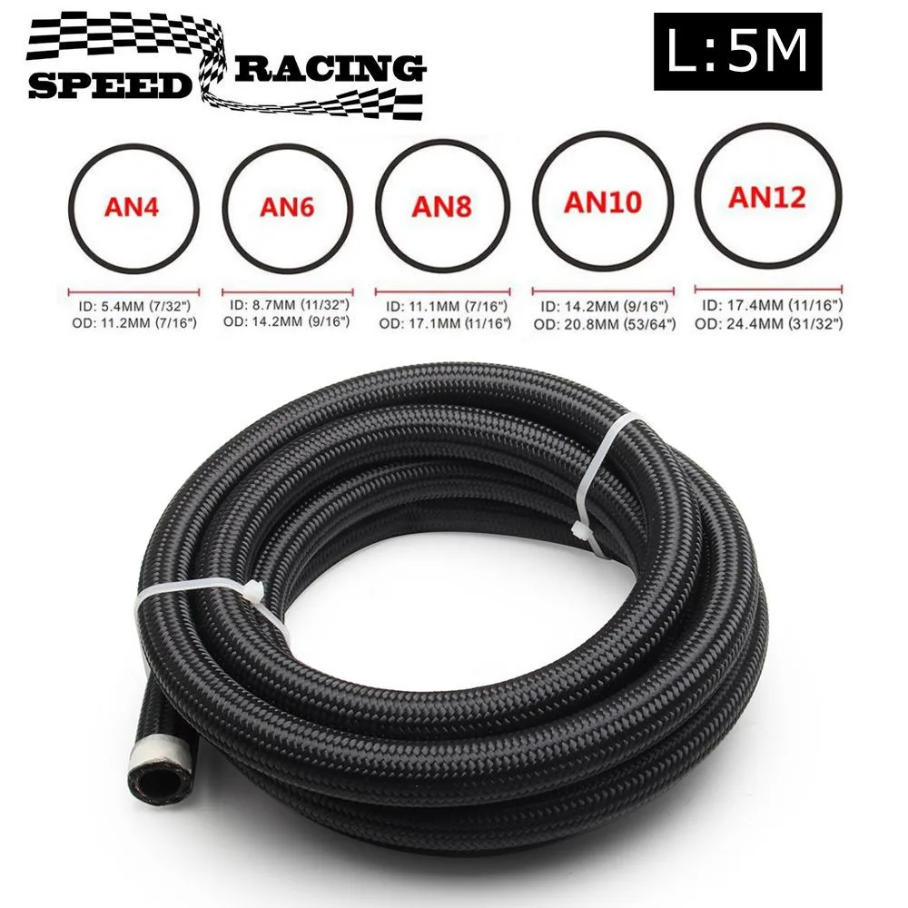 

5 м CPE масляный топливный шланг масляный газовый радиатор шланг AN4/AN6/AN8/AN10/AN12 нейлоновая плетеная трубка из нержавеющей стали 16 футов