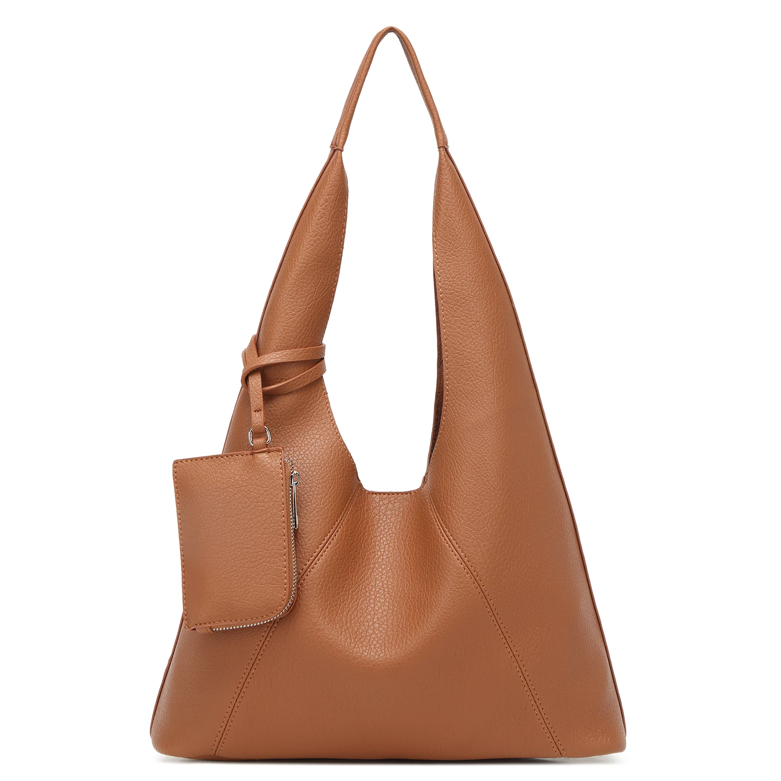 

Fashion new simple PU leather shoulder bag casual solid color stitching niche personality design large capacity dumpling bag