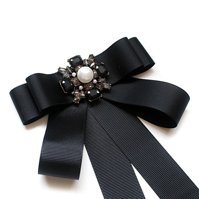 Wedding Bowtie Brooch Pin Crystal Shirt Jabot Collar Pretied Bowknot Necktie Drop Shipping