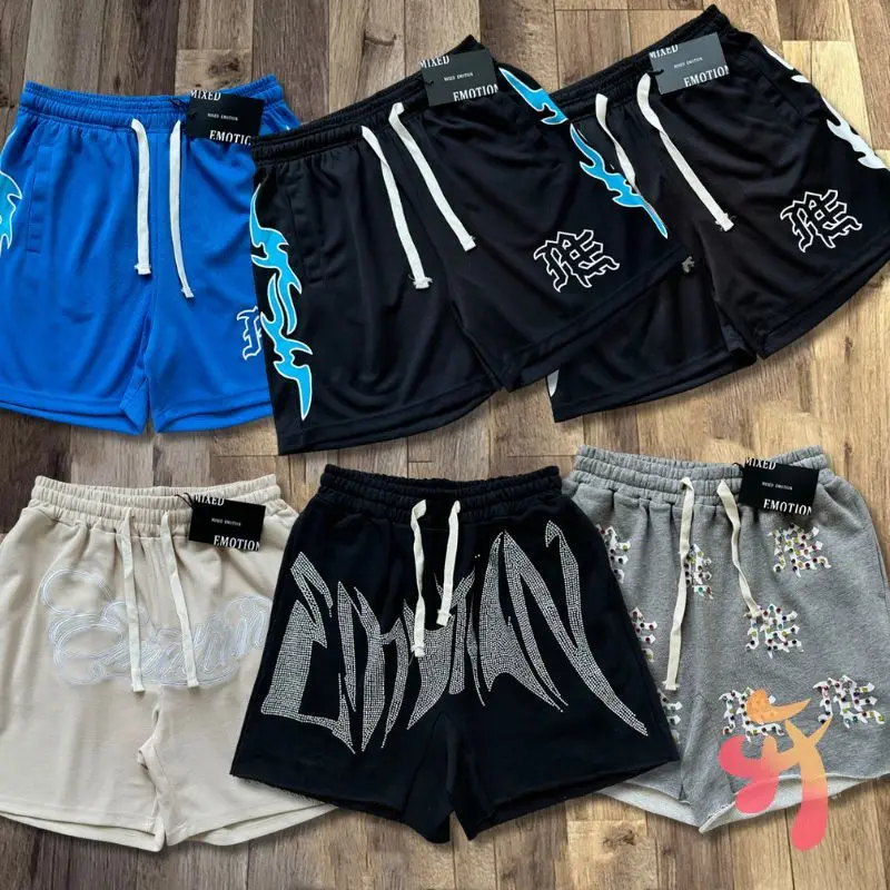 

Уличные летние пляжные повседневные шорты унисекс с эластичной резинкой на талии, сетчатые повседневные свободные спортивные укороченные брюки с эластичной резинкой на талии для мужчин и женщин