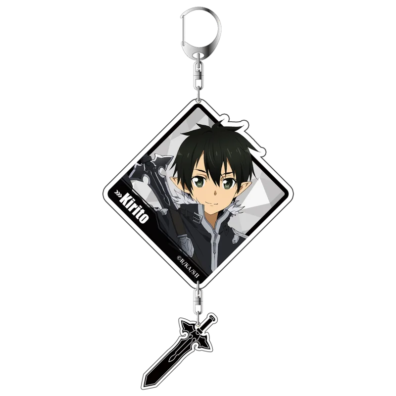 Anime Sword Art Online Asuna Kirito Double-Layer Hanging Acrylic Pendant Keychains Bag Decorations Fans Gifts