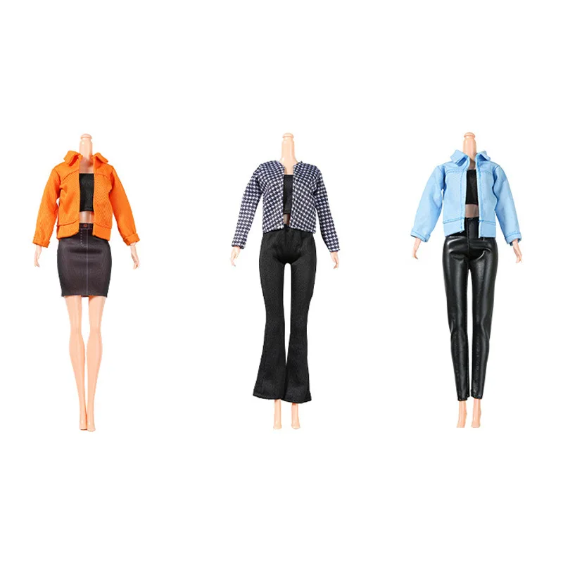 Conjunto de ropa para muñecas de moda europea de 30cm, supermodelo BJD 1/6, accesorios de vestir DIY, chaqueta, pantalones de cuero, traje, juguetes para jugar a las casitas